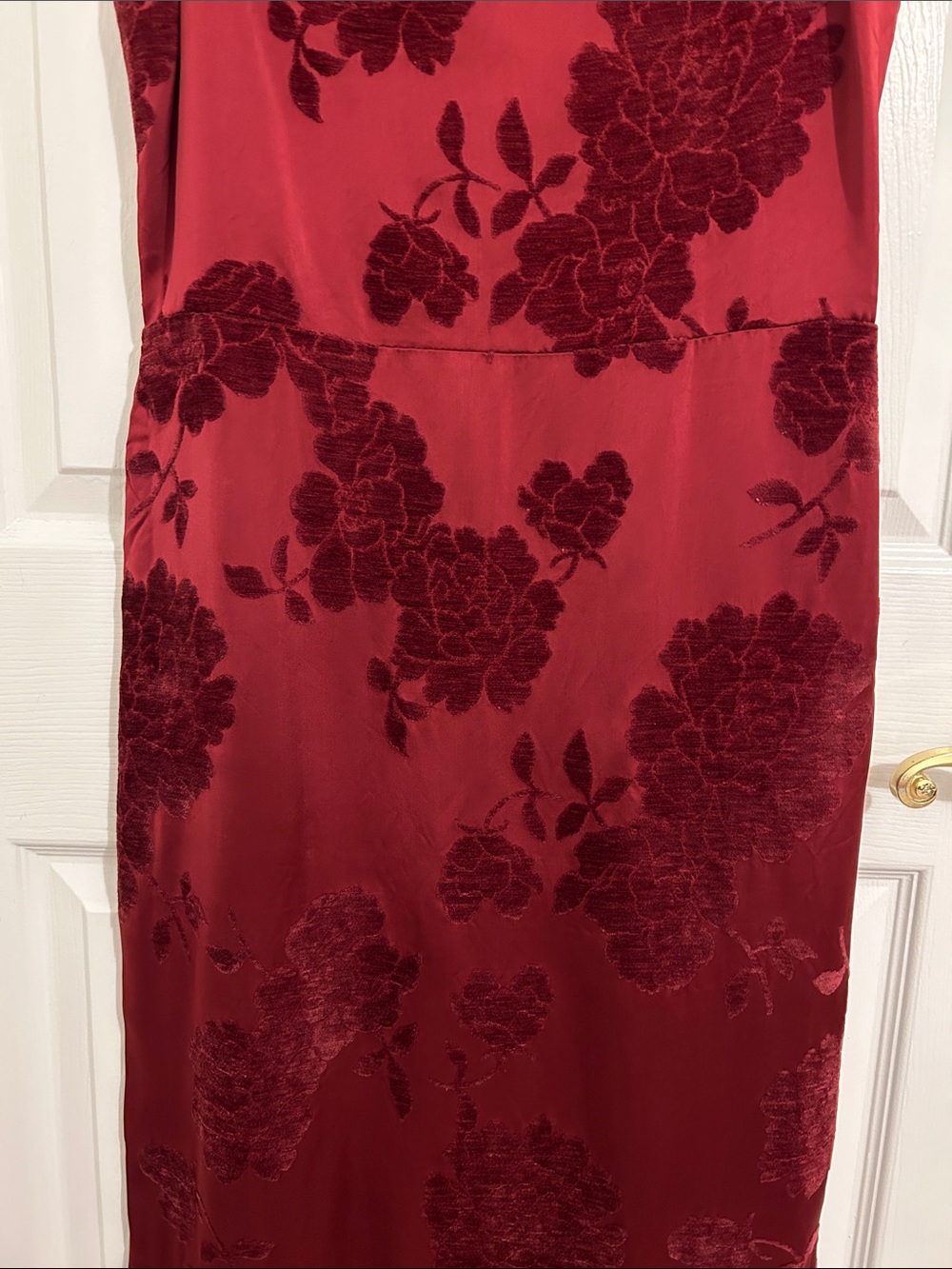 Reformation Frankie Scarlet Slip Maxi Dress Floral Velvet Burnout New Size 10 - Picture 6 of 15
